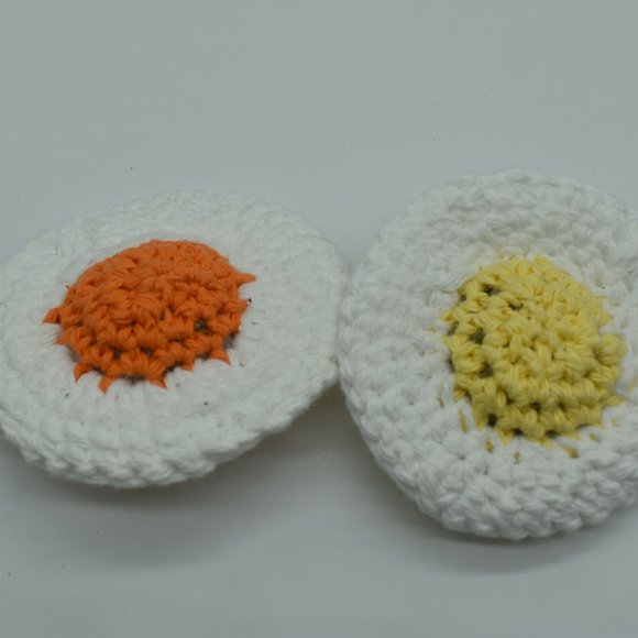 Handcrafted Crochet Fried Egg Catnip Toys Bundle of Two - Picture 3 of 5